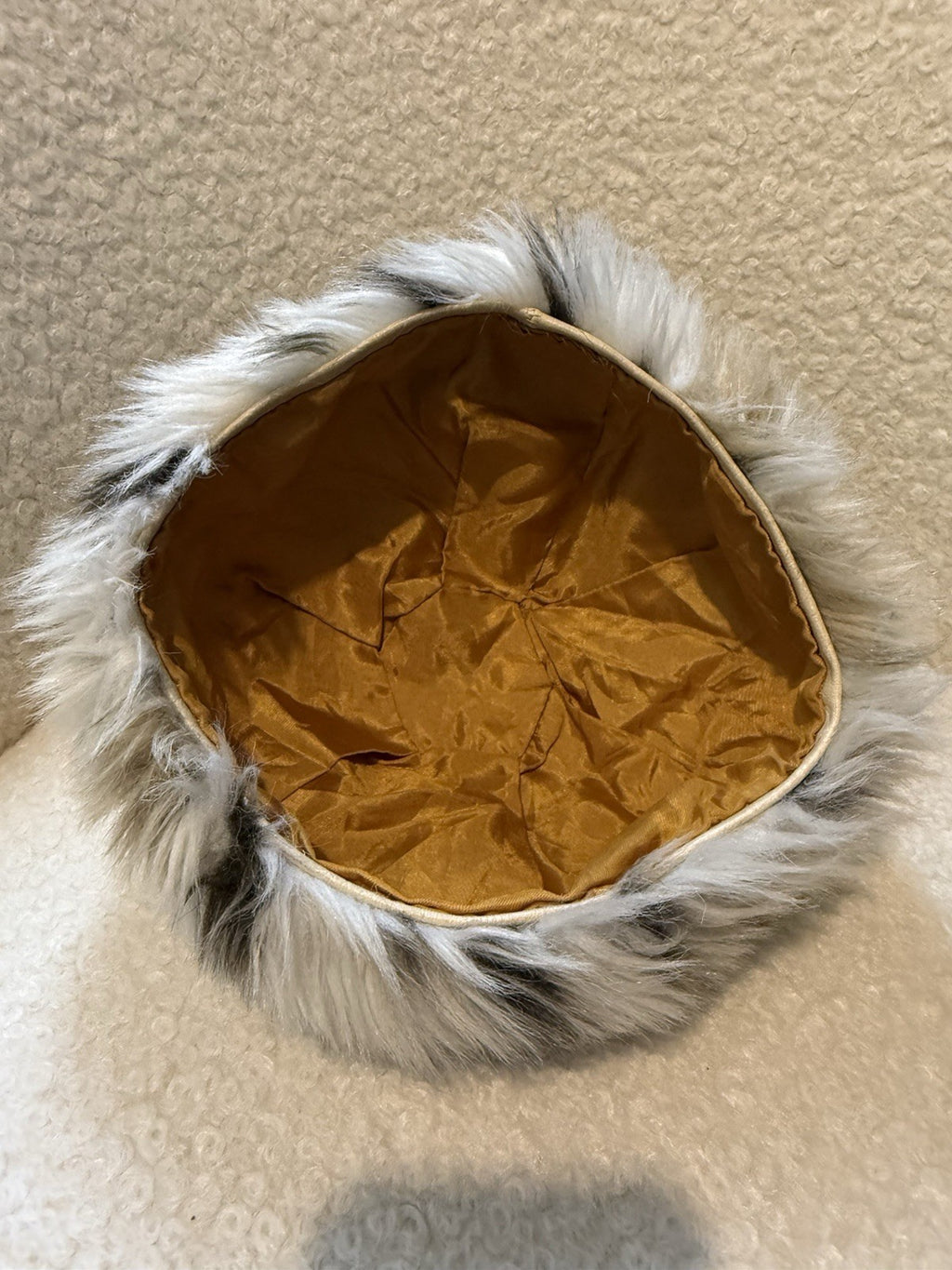 Faux Fur Satin Lined Beret Winter Hat - One Size