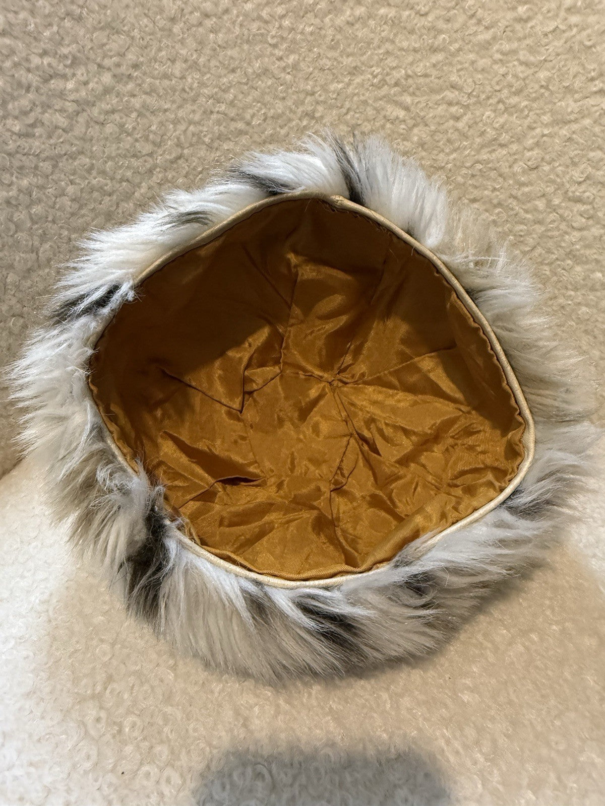 Faux Fur Satin Lined Beret Winter Hat - One Size