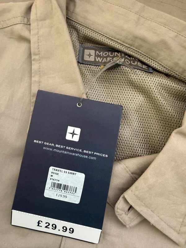 Mountain Warehouse Beige Utility Travel Shirt Medium Short Sleeve Breathable BNWT