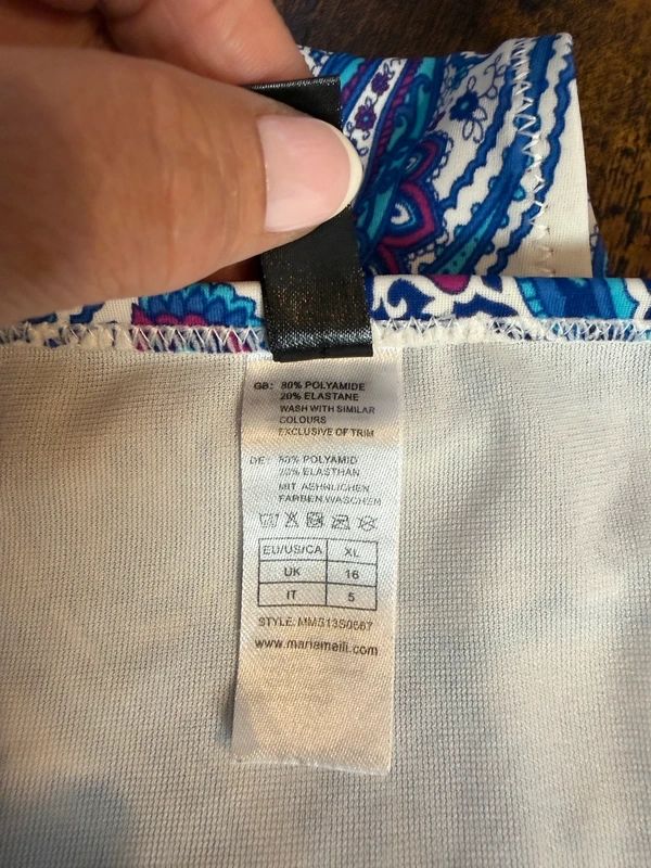 Marie Meili Paisley Bandeau Bikini Strapless Blue Purple UK16