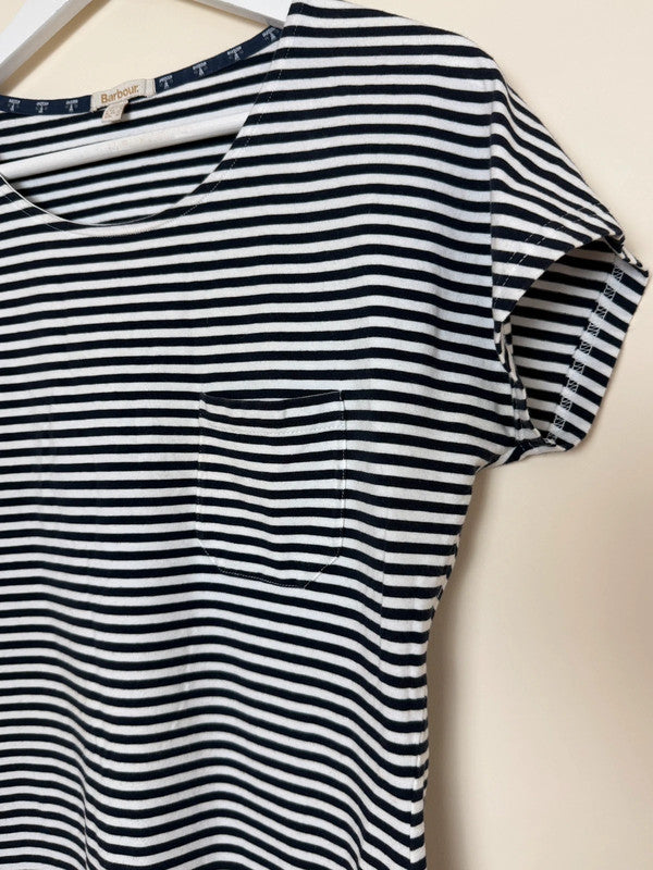Barbour Harewood Breton Striped Navy White Jersey Dress - UK12 - VGC