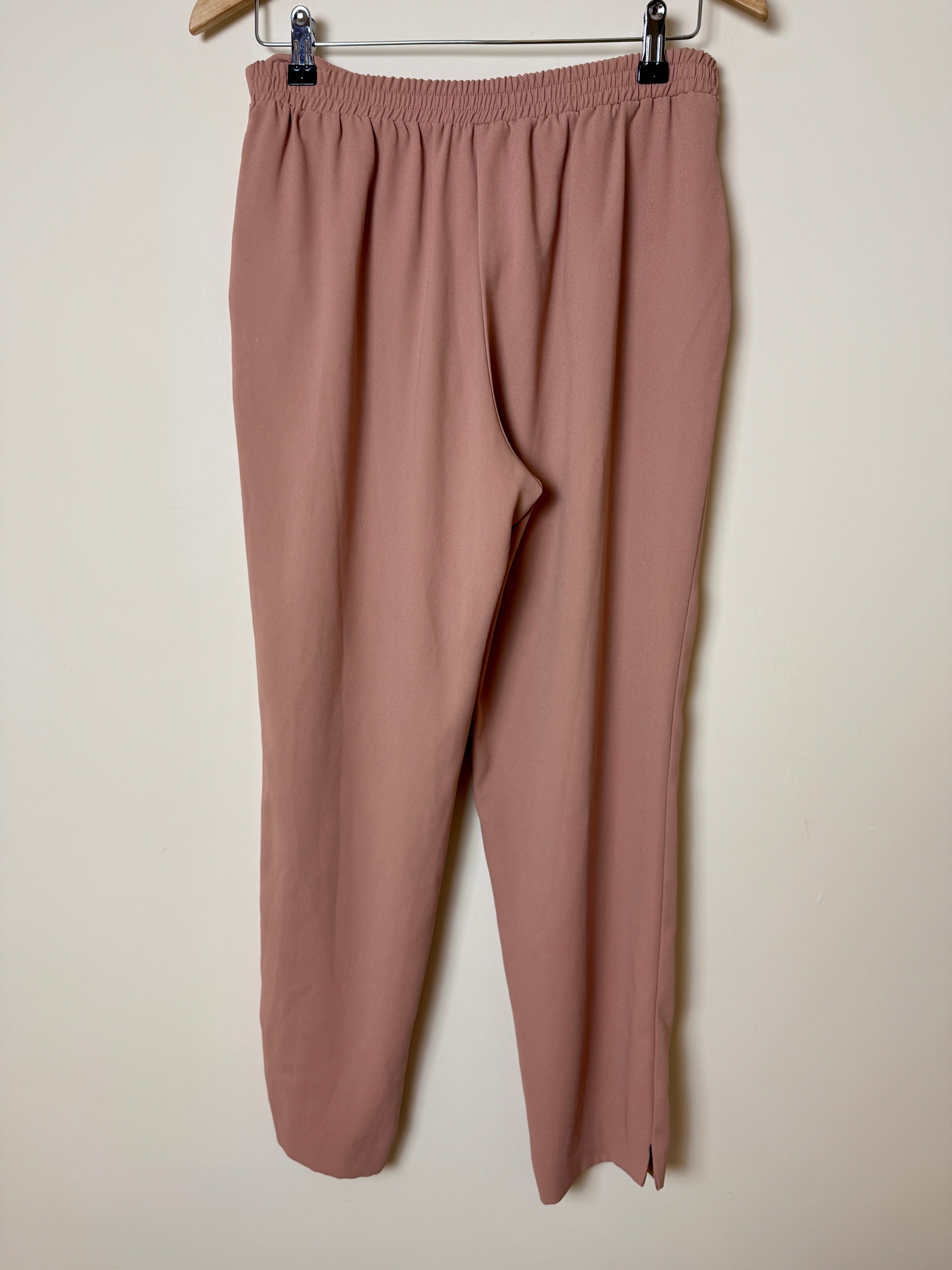 River Island Blush Pink Tie Waist Tapered Trousers UK12 Smart Casual