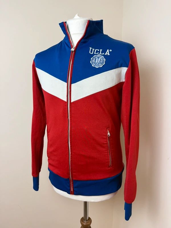 UCLA Red White Blue Colour Block Track Jacket Retro Full Zip Medium