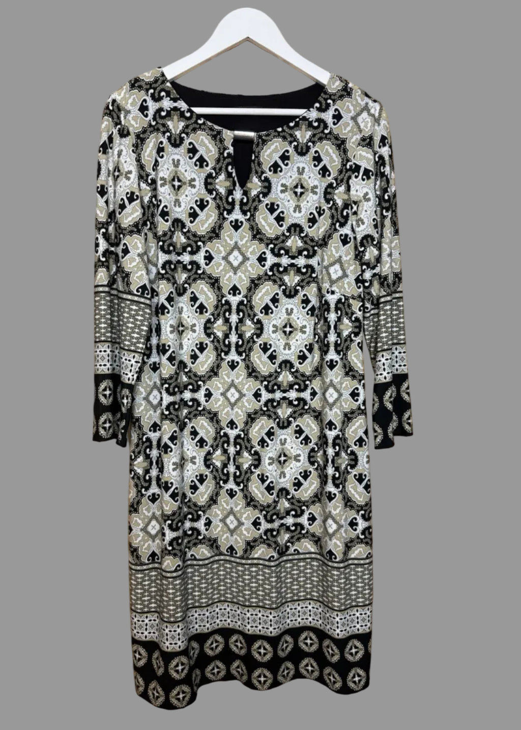 Roman Size 16 Beige Batik Print Shift Dress - UK16