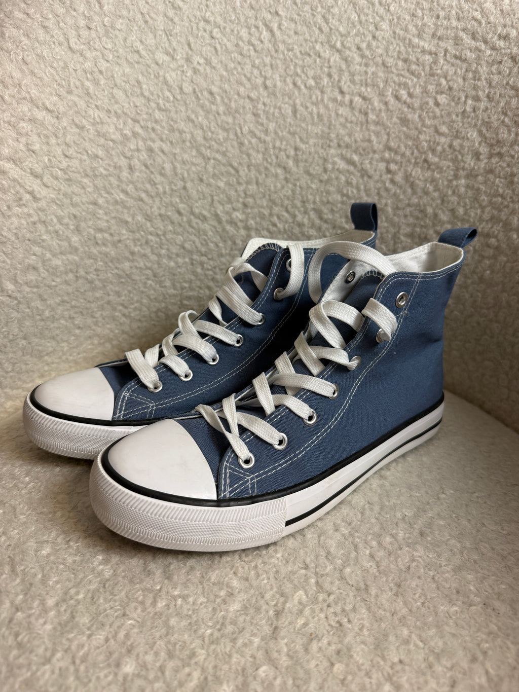Primark Denim Blue High Top Trainers UK7 Unisex Sneaker Lace Up
