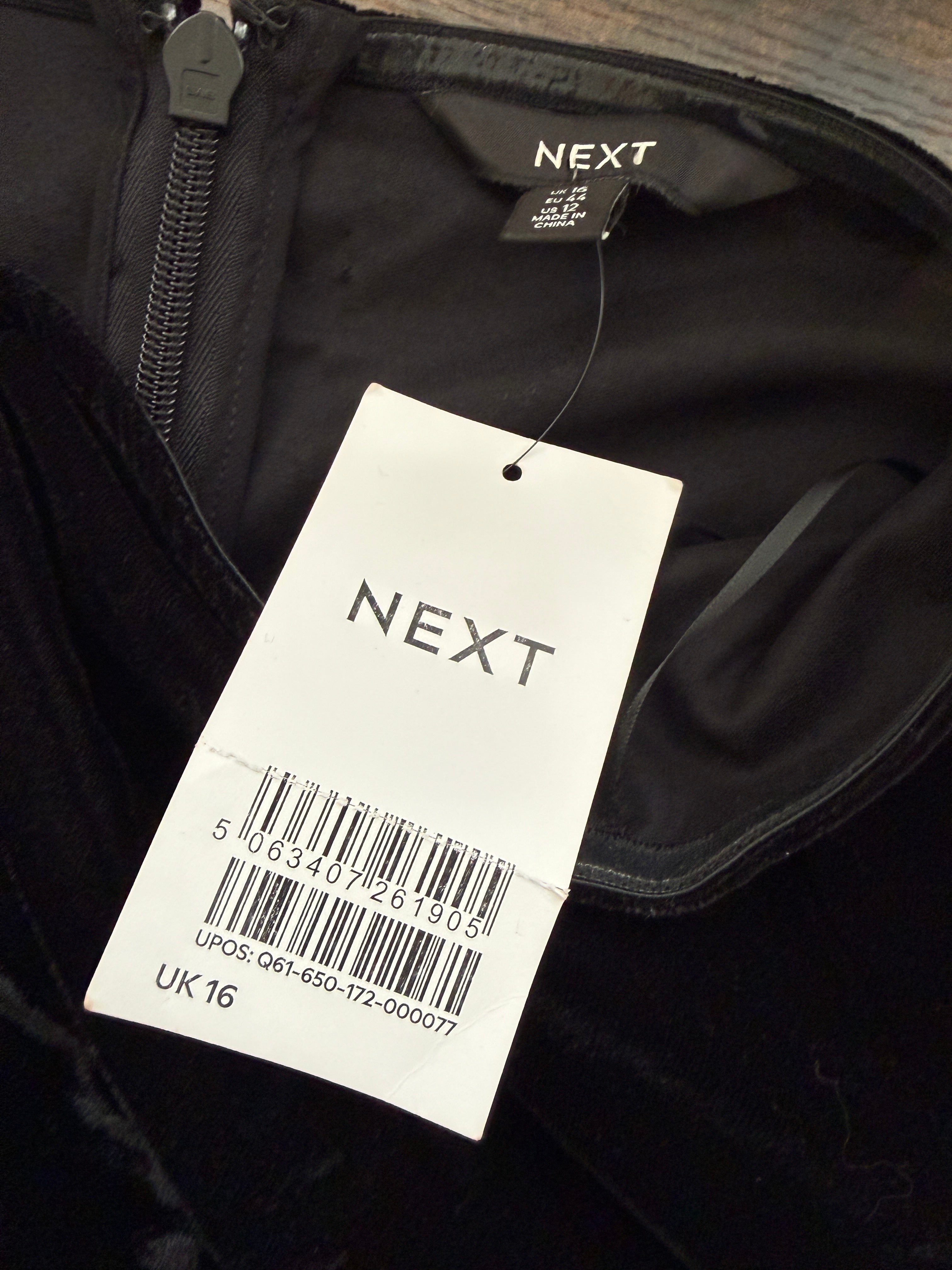 NEXT Black Velvet Pearl Bow Corset Bandeau Top  UK16