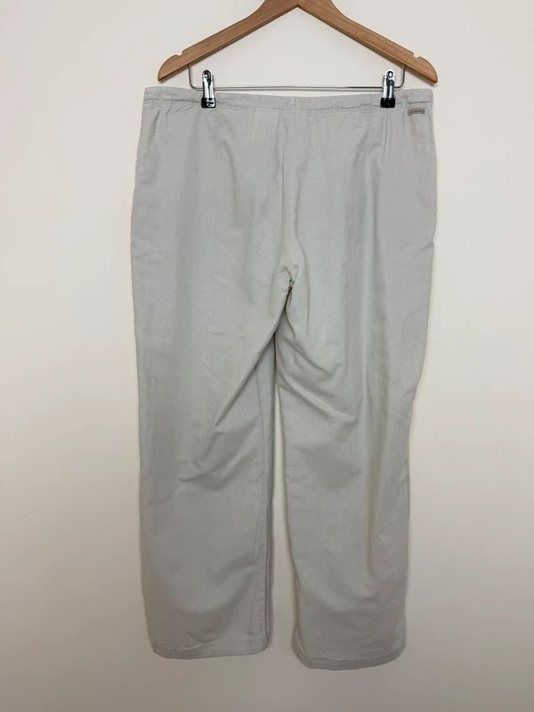 Columbia Linen Trousers Wide Leg Drawstring Embroidered UK12