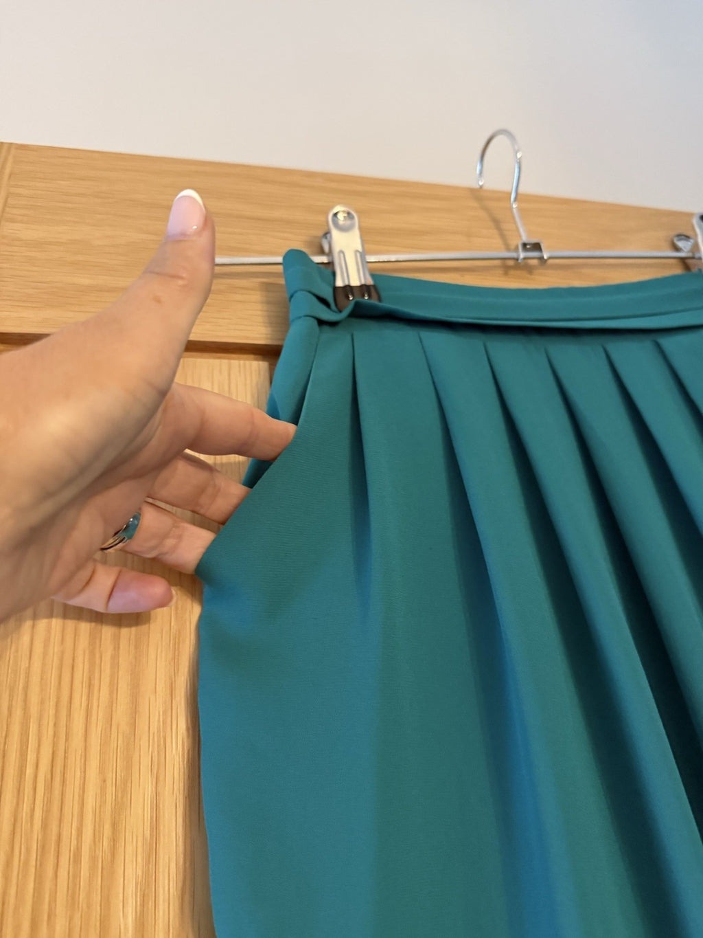 Jade Green Lined Wrap Skirt Elasticated Waist - Size UK6