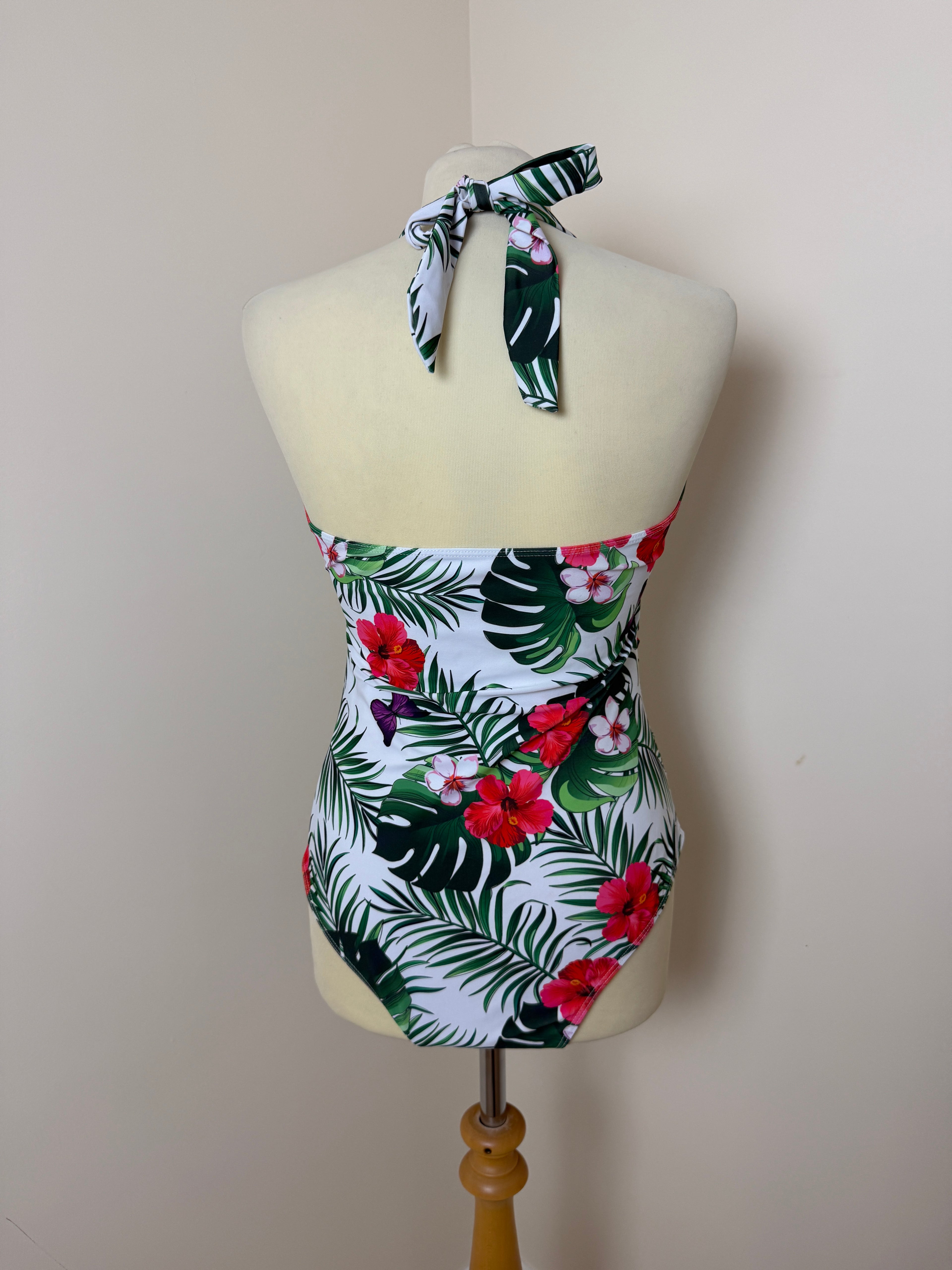 Tropical Floral Halterneck Swimsuit UK 16