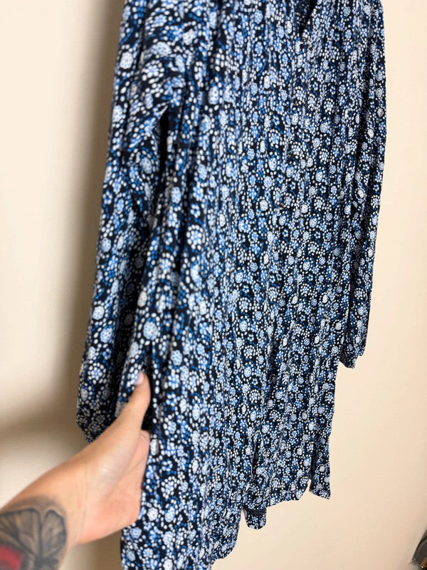 BURGS British Design Blue Floral Print Smock Dress - UK16
