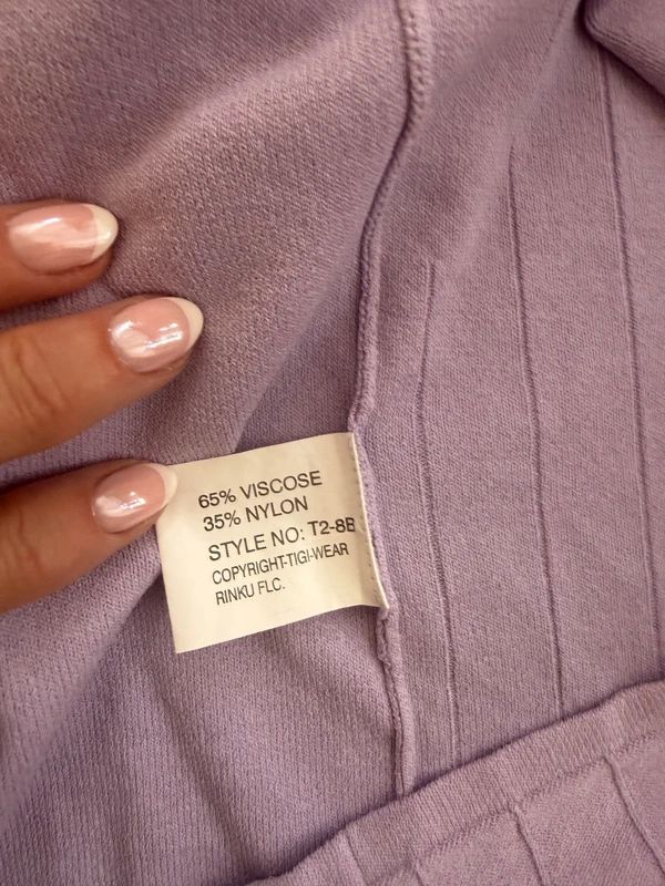 TIGI Cardigan Lavender Sequin Trim Fine Knit Hook Eye UK10