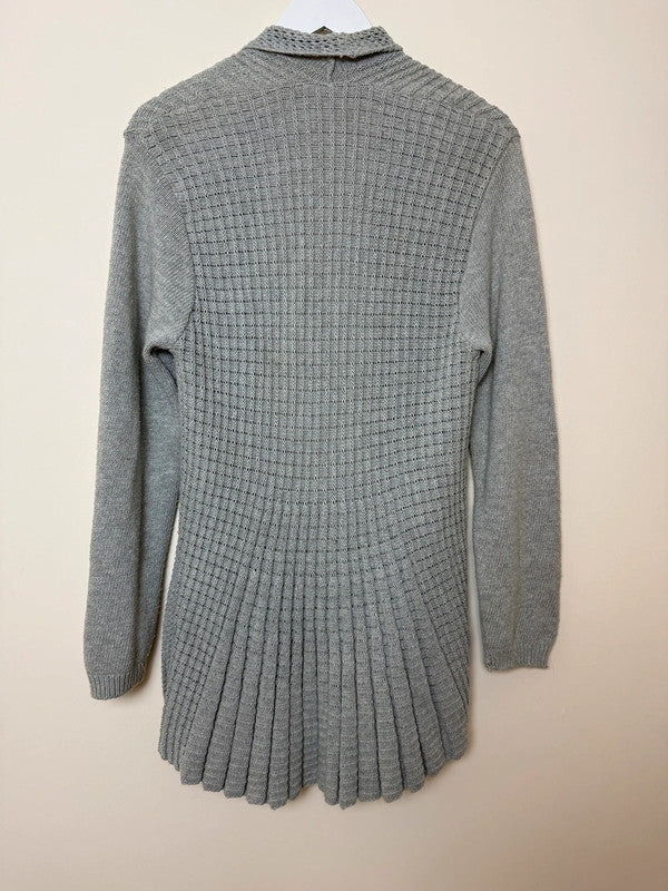 Mia Moda Light Grey Chunky Knit Waterfall Cardigan - Medium