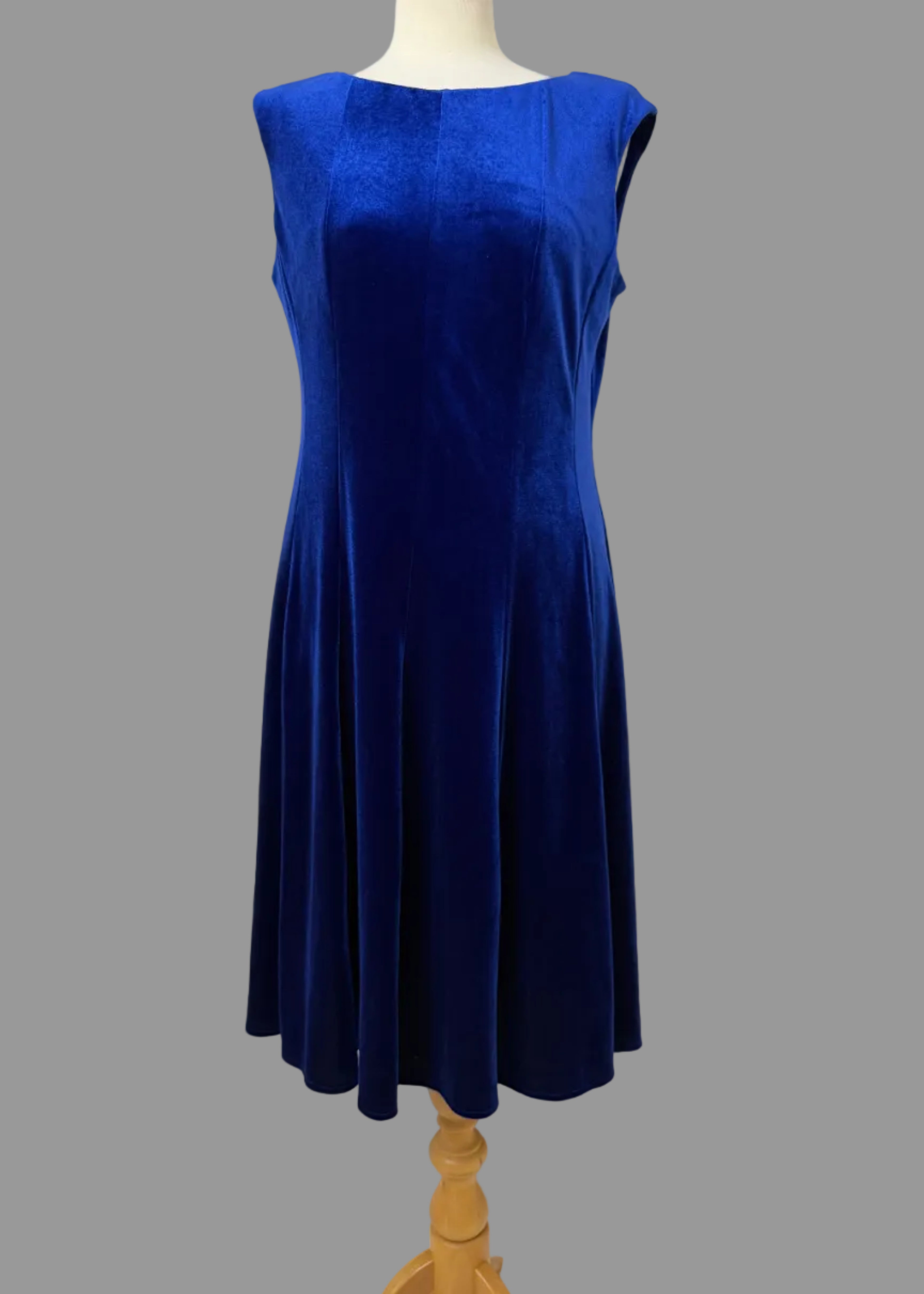 Roman Originals Royal Blue Velvet Fit Flare Midi Dress UK14