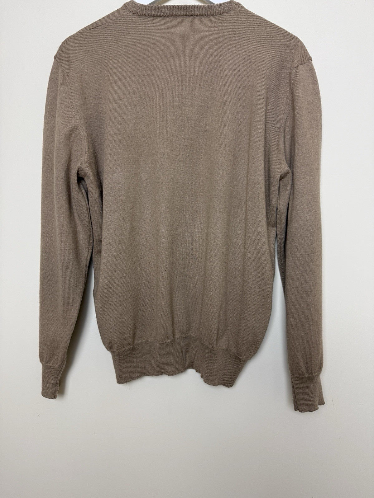 Caramel Merino Wool Blend V Neck Long Sleeve Jumper  - XL
