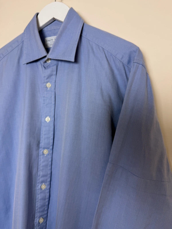 Joseph Turner Yorkshire Blue Herringbone Cufflink Shirt - 16.5'' XL