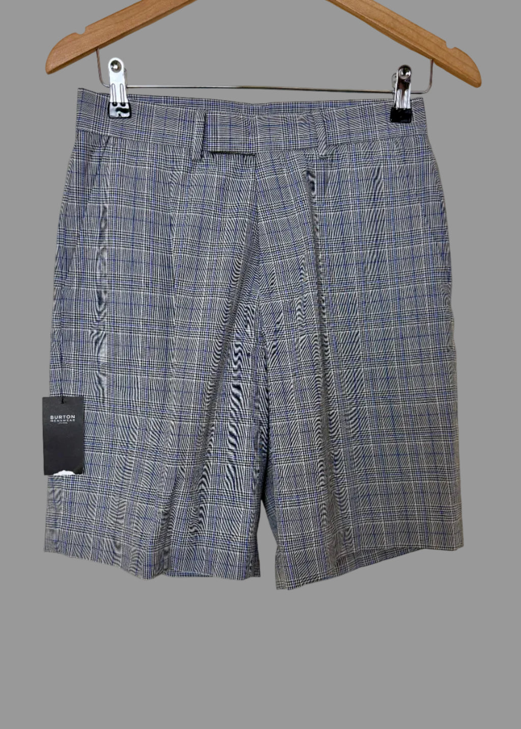 Burton Menswear Grey Check Smart Tailored Shorts W28 BNWT