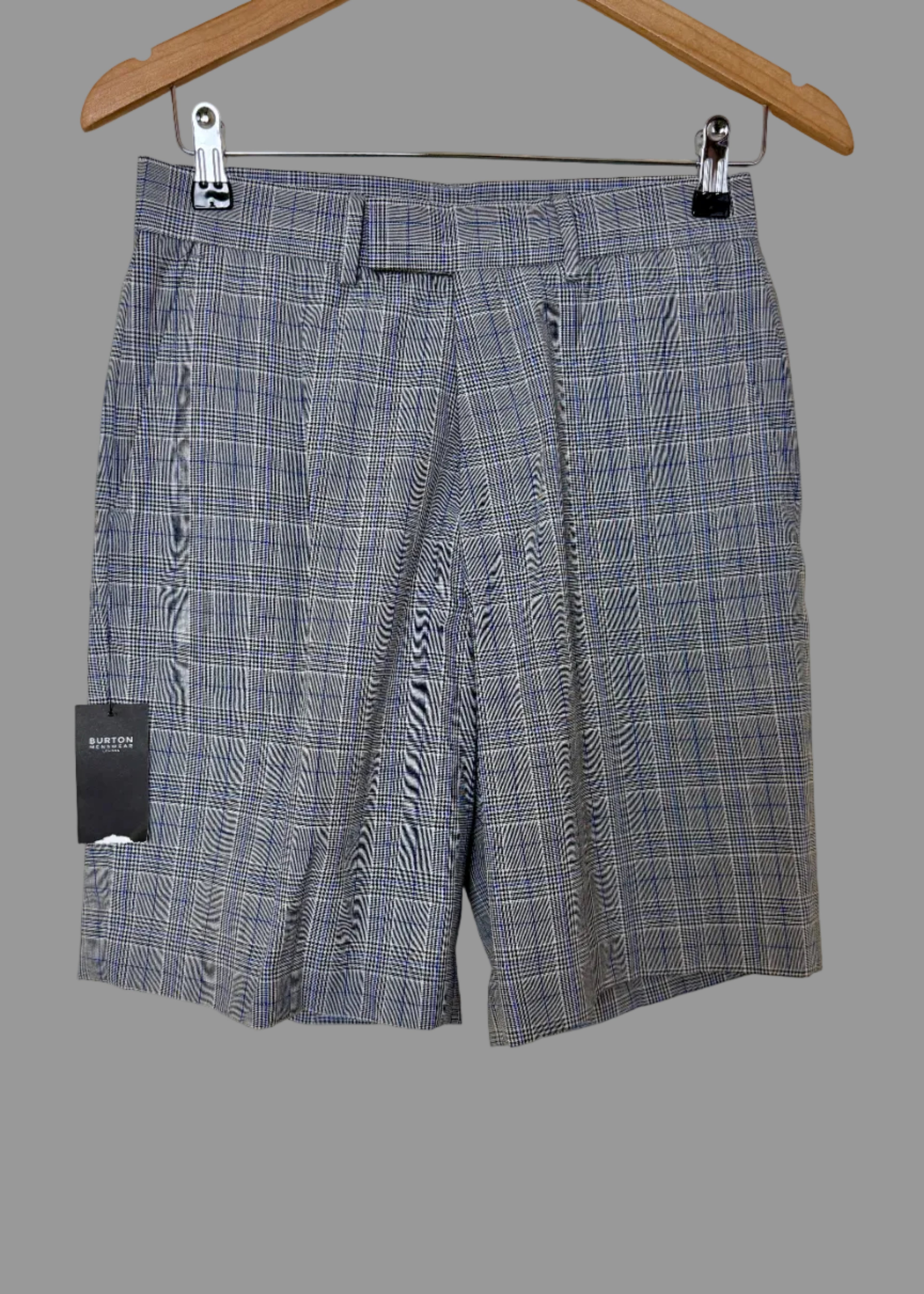 Burton Menswear Grey Check Smart Tailored Shorts W28 BNWT