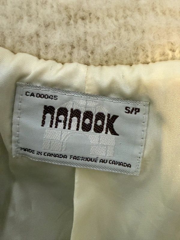 Vintage 1980s Nanook Nordic Mohair Blend Jacket Cream Brown Fuzzy Zip Up Small