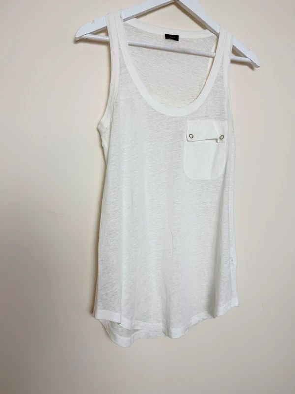 Joseph White Linen Blend Vest Top Sleeveless Snap Fastener Luxury Medium