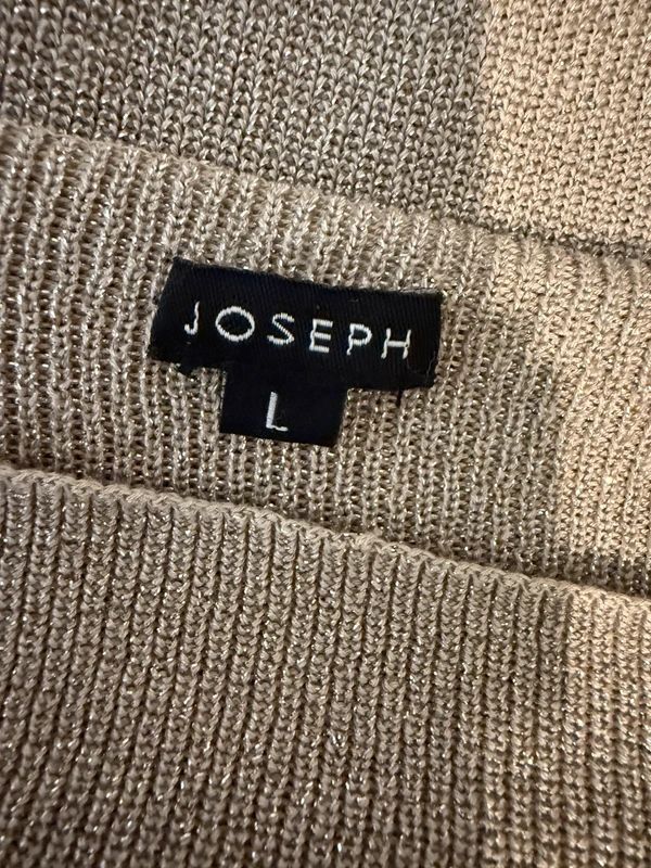 JOSEPH Silk Blend Ribbed Jumper Dress Metallic Bodycon Boat Neck UK Large