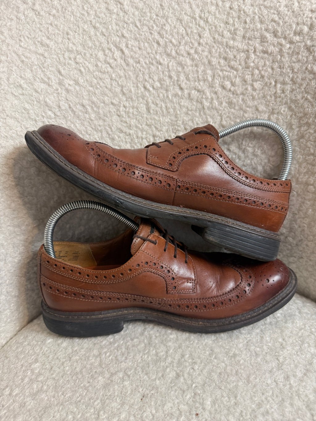 Clarks Unstructured Leather Brogue Shoes UK8 Brown Wingtip Smart Lace Up