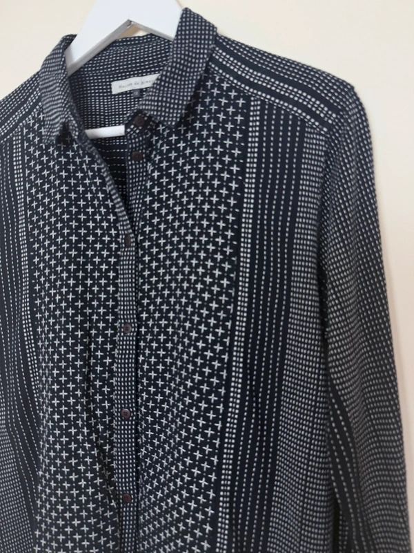 Maison De Nimes Black Embroidered Shirt Polka Dot Geometric UK12