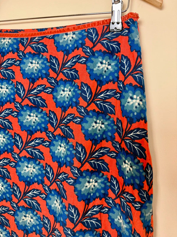 Seasalt Cornwall Floral Red/Blue Needlecord A Line Skirt - UK10