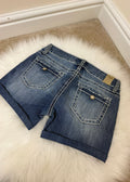YMI Wannabetterbutt Y2K Western Denim Shorts Dark Wash Contrast Stitch Stud Detail UK10