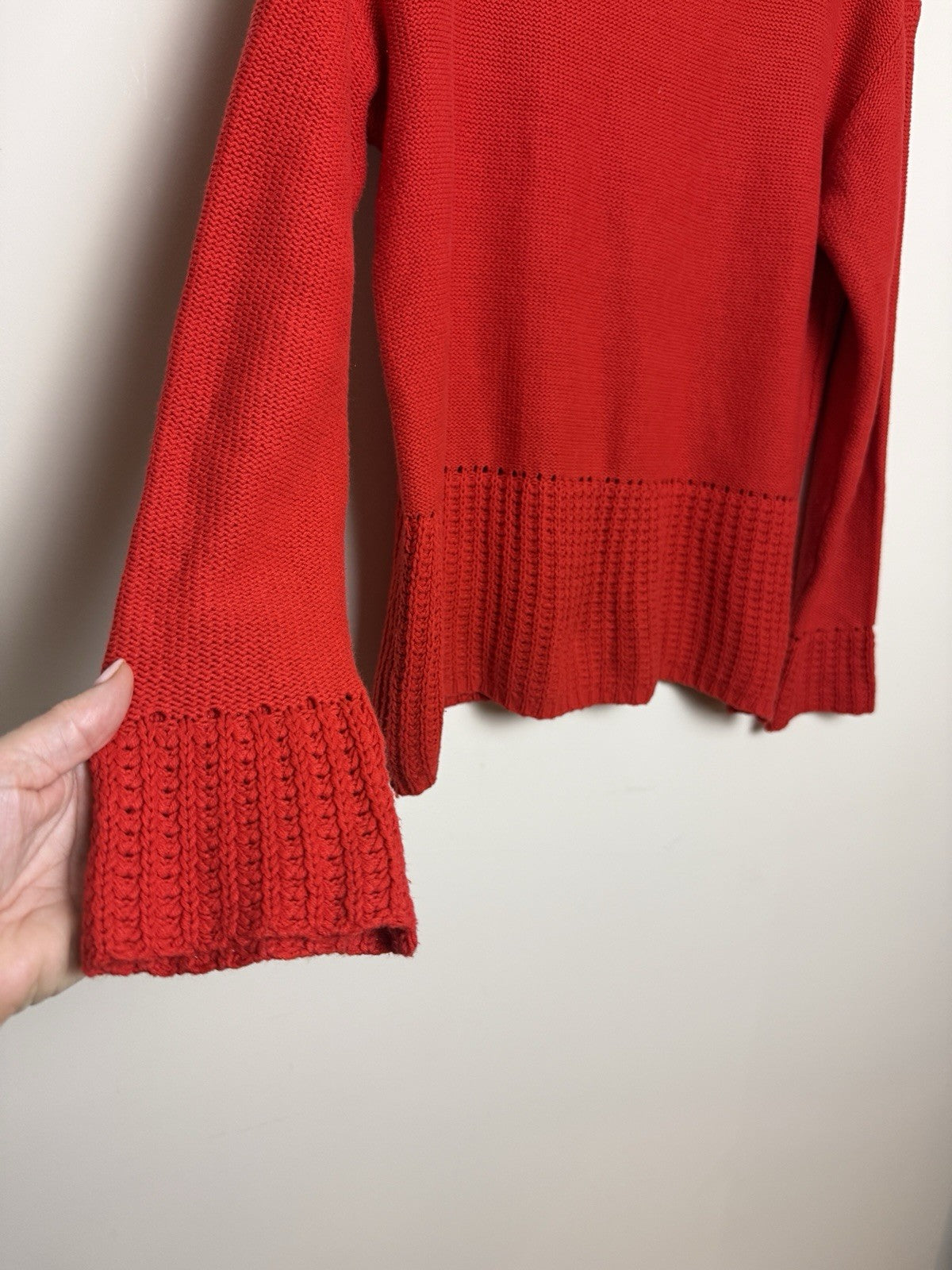 Next Red Knit Funnel Neck Jumper Fluted Cuffs - UK12