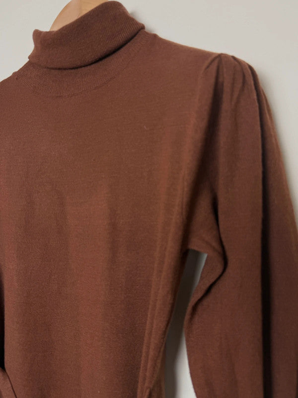 Brave Soul Hazelnut Brown Rollneck Jumper Dress - Medium