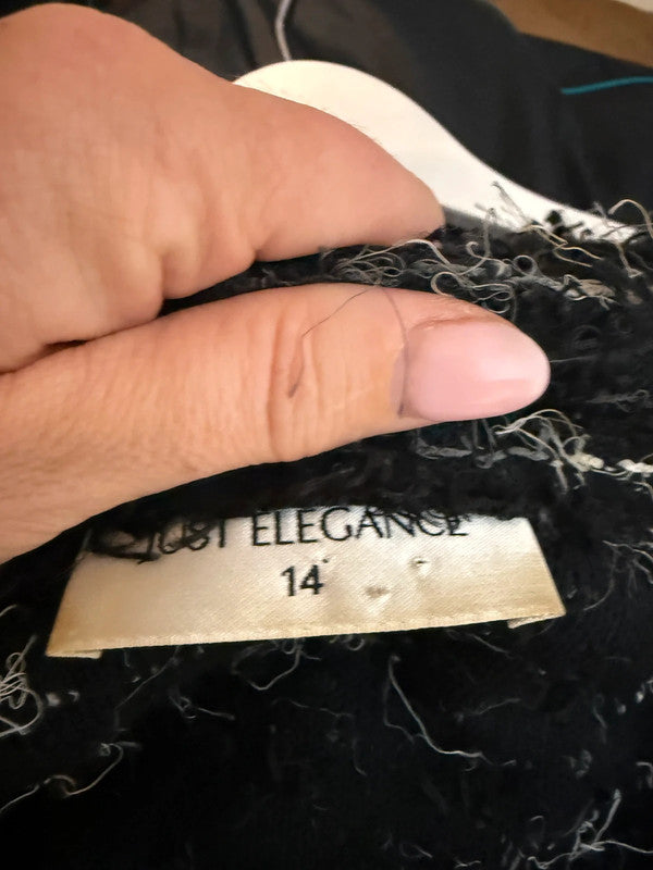 Just Elegance Black Shaggy Long Cardicoat - Size 14