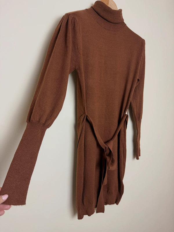 Brave Soul Hazelnut Brown Rollneck Jumper Dress - Medium