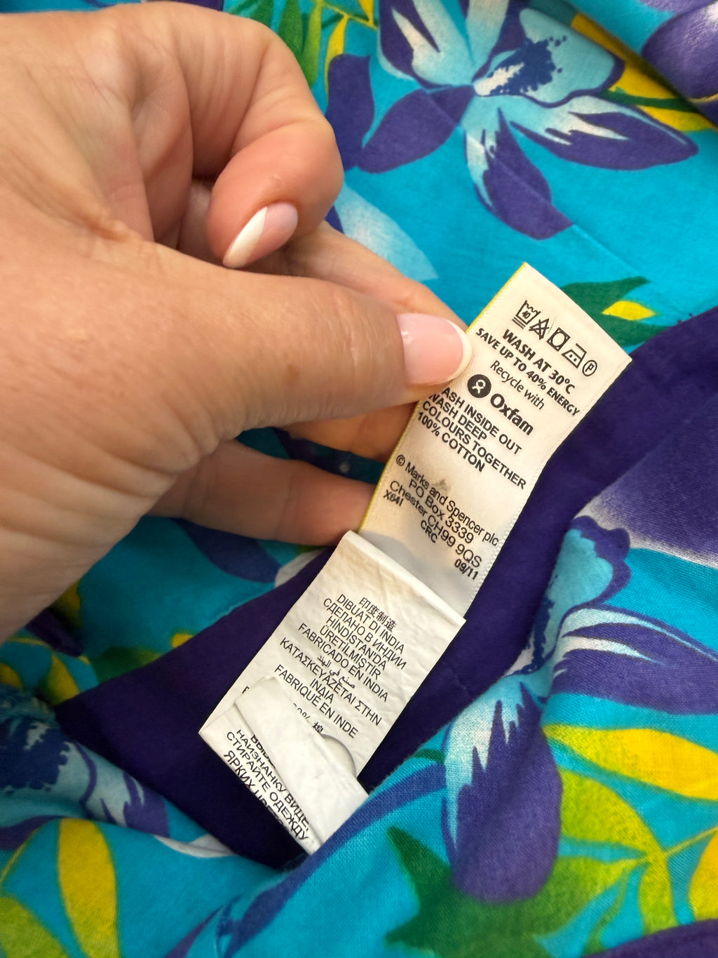 M&S Woman Blue Floral Cotton Summer Sundress UK 8