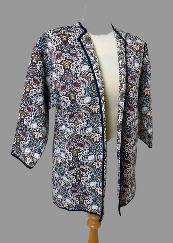 Zara Trafaluc Tapestry Jacket Boho Paisley Floral Quilted Duster Medium