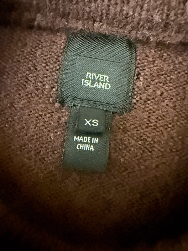 River Island Men's Red Brown Crew Neck Jumper - XS