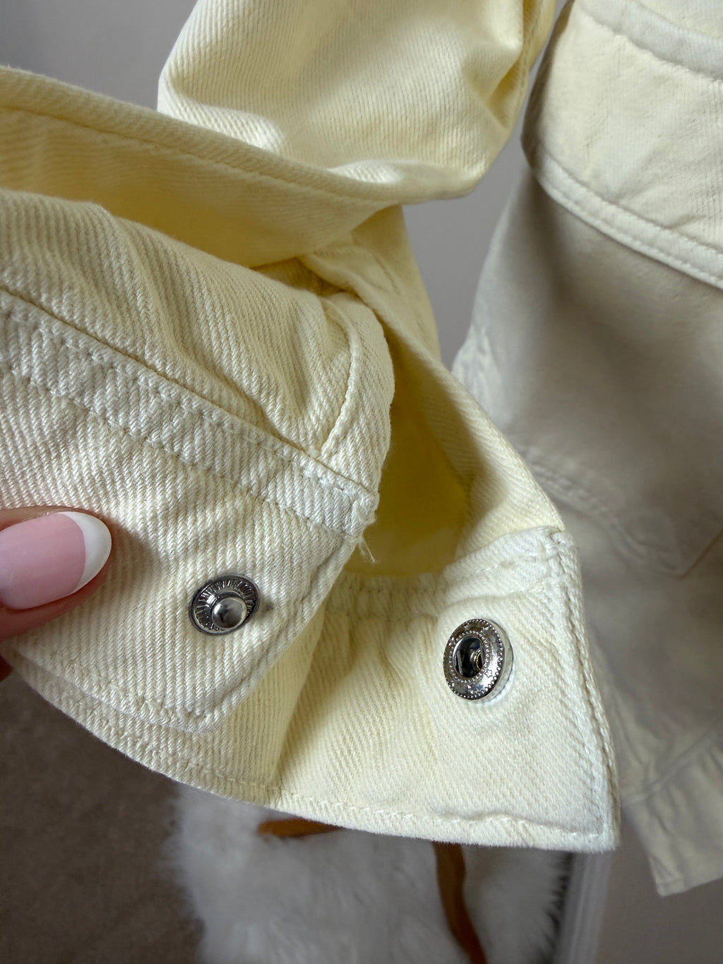 Stradivarius Lemon Shacket Oversized Stud Button Denim Jacket Small