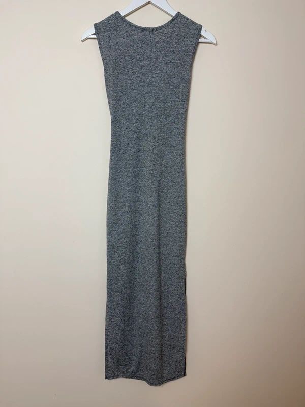 ASOS Petite Grey Marl Jersey Maxi Dress Twist Front Side Split UK6