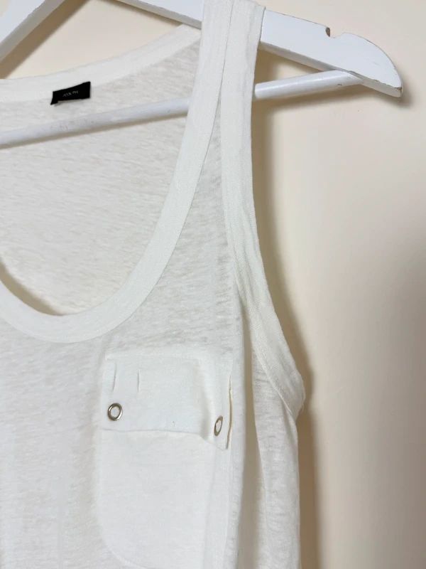 Joseph White Linen Blend Vest Top Sleeveless Snap Fastener Luxury Medium