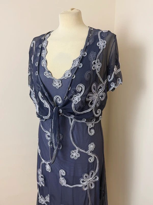 Phase Eight Lavender Floral Dress & Bolero Set Size UK 18