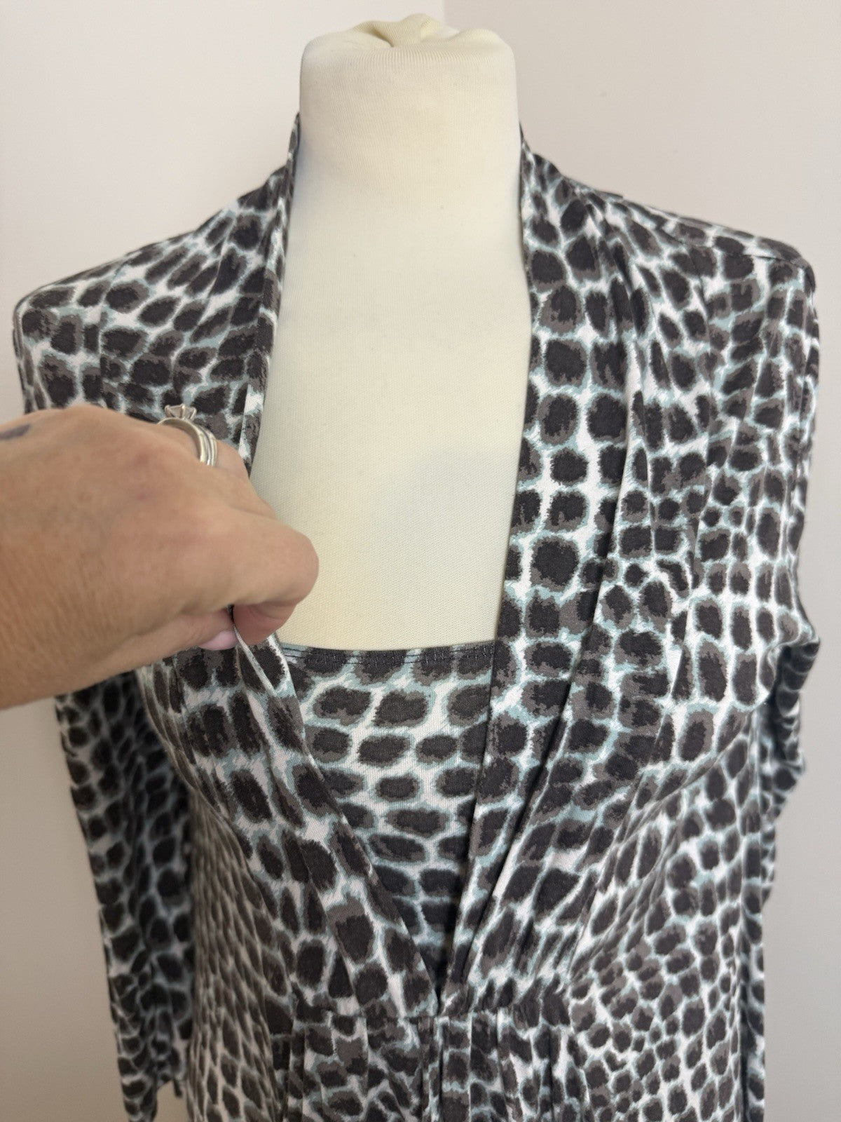 Laura Ashley Green Brown Animal Print  Dress -Size 14
