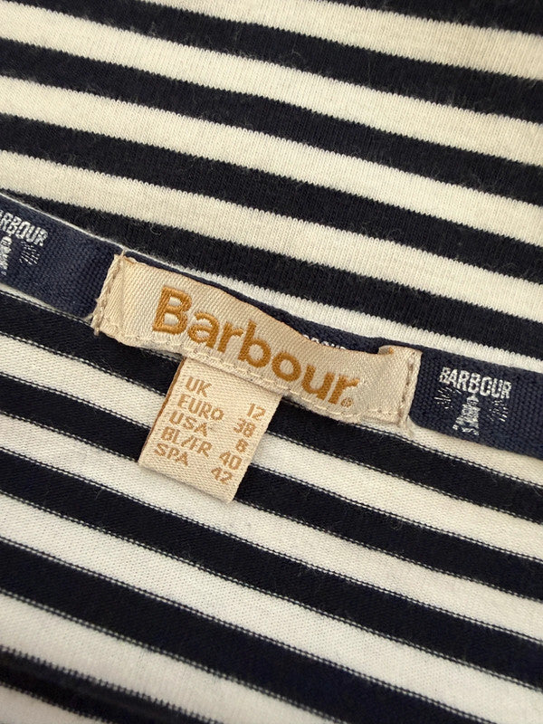 Barbour Harewood Breton Striped Navy White Jersey Dress - UK12 - VGC