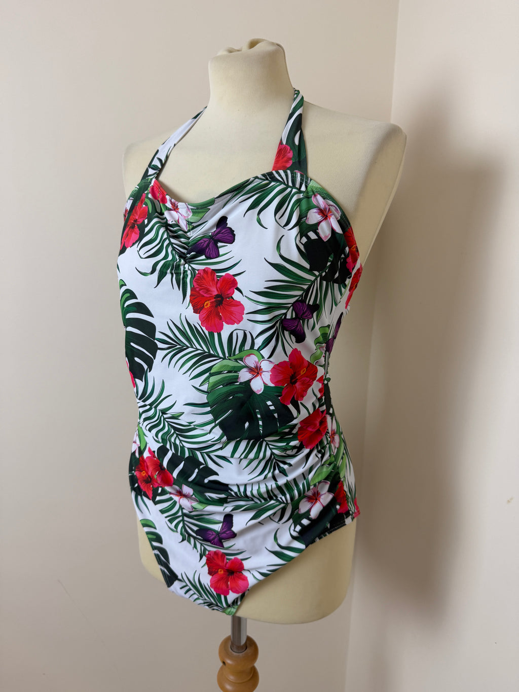 Tropical Floral Halterneck Swimsuit UK 16