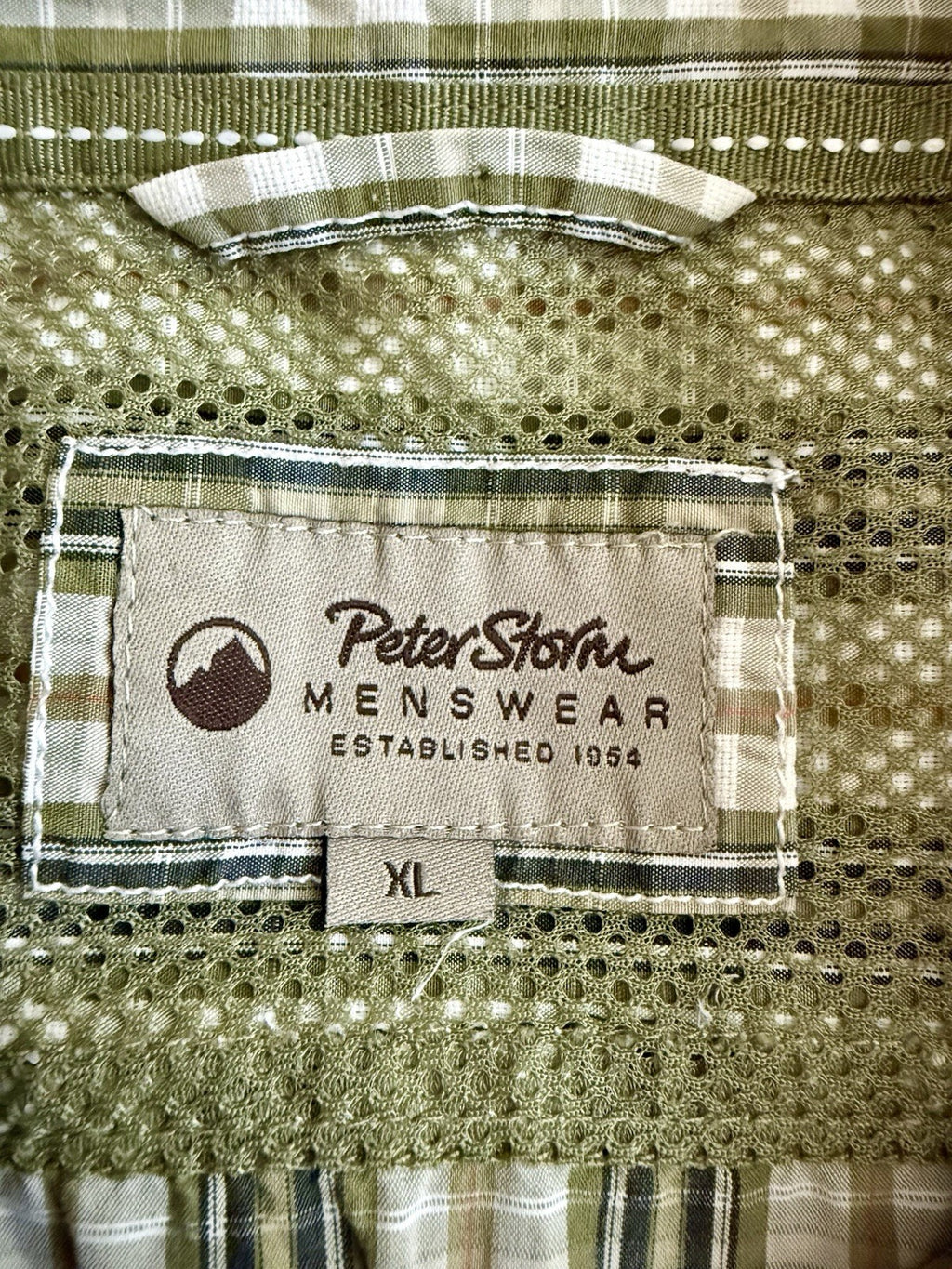 Peter Storm Khaki Green Checked Short Sleeve Shirt - XL