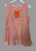 KY Creation Pink Lace Overlay Top Large Sleeveless Back Split BNWT