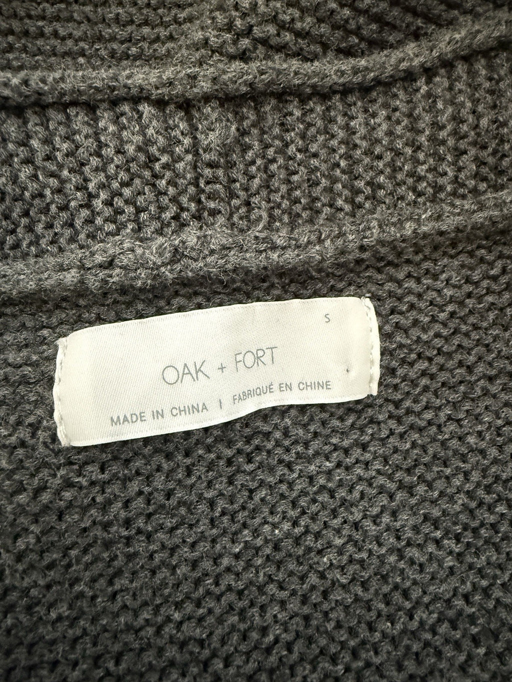 Oak & Fort Grey 100% Cotton Long Open Fronted Cardigan - Small
