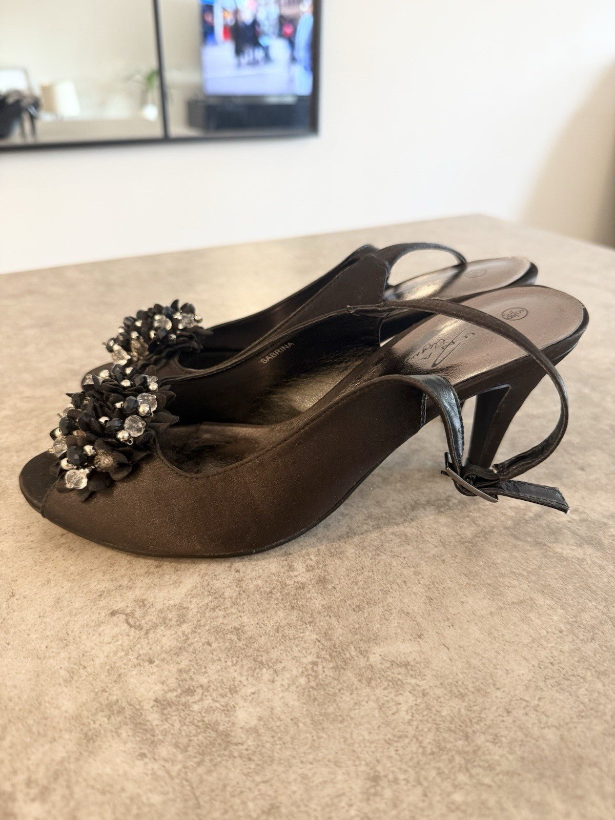 Lunar Elegance Satin New Slingback Heels - UK 5