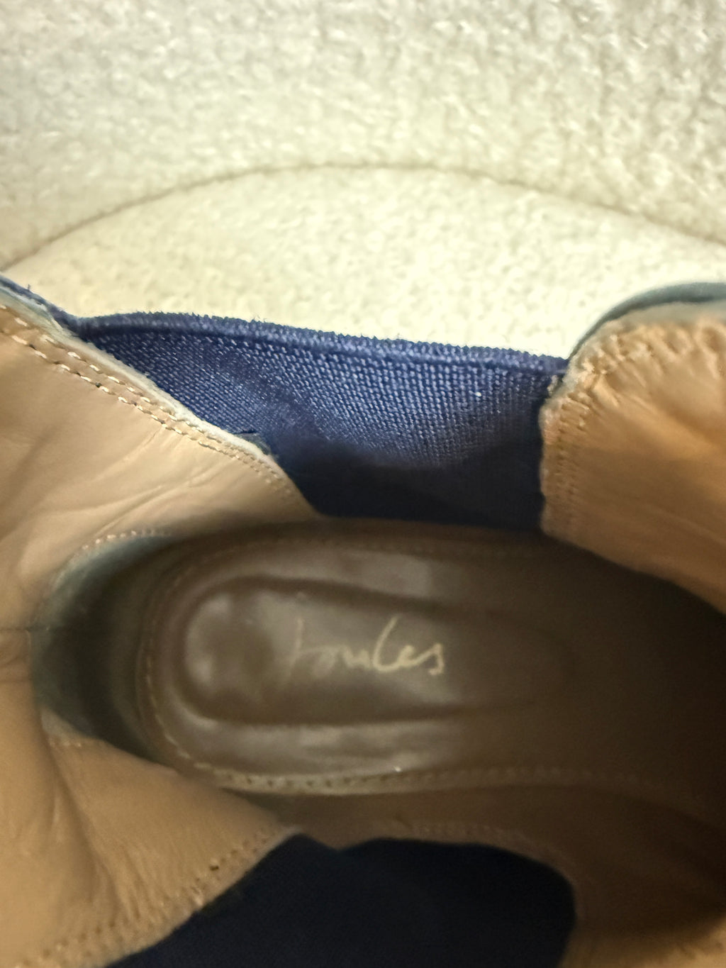 Joules Westbourne Chelsea Boots UK4 Navy Leather Ankle Elastic Panel