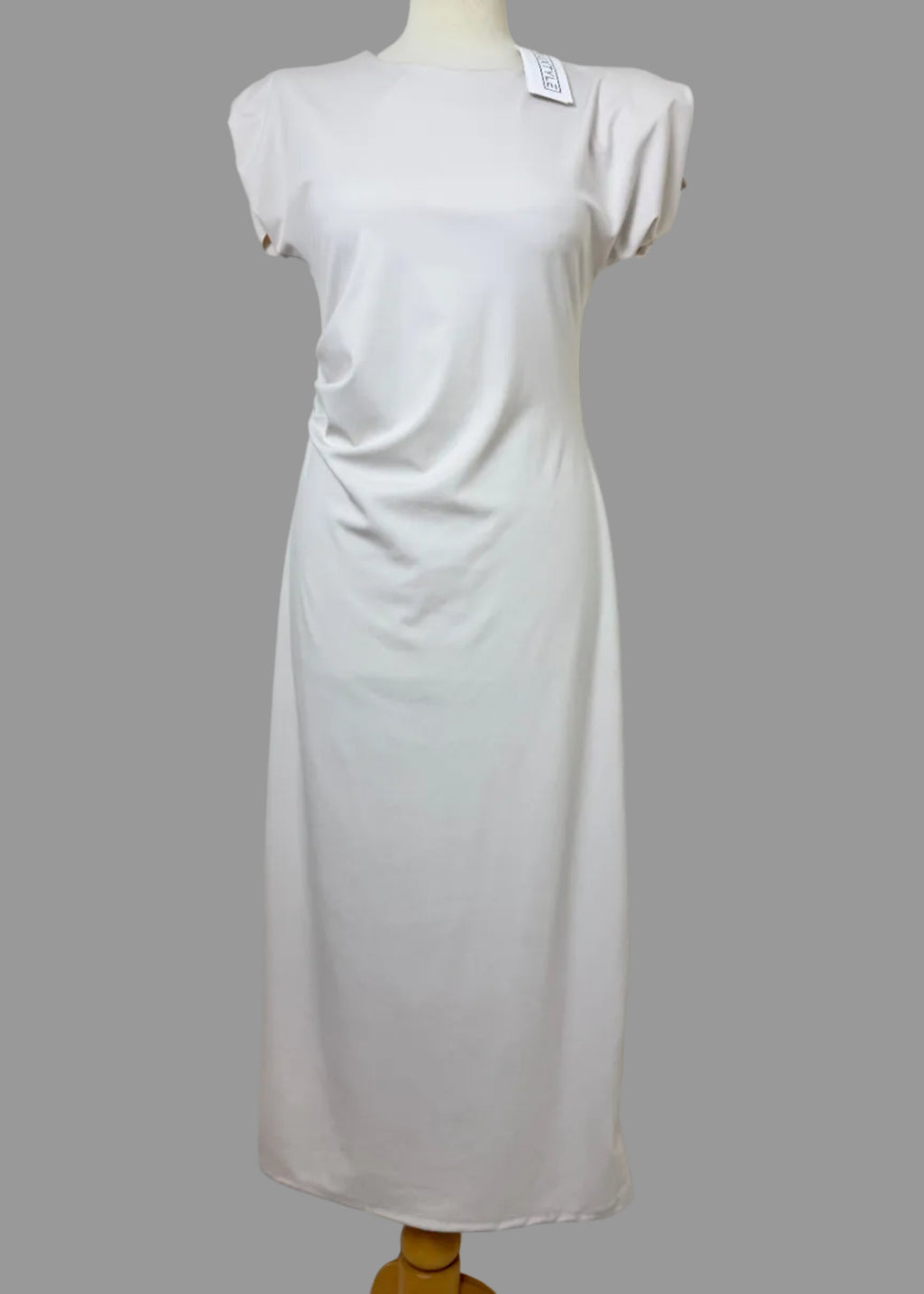 Luxtyle Ivory Draped Ruched Maxi Dress UK 10 Stretch BNWT