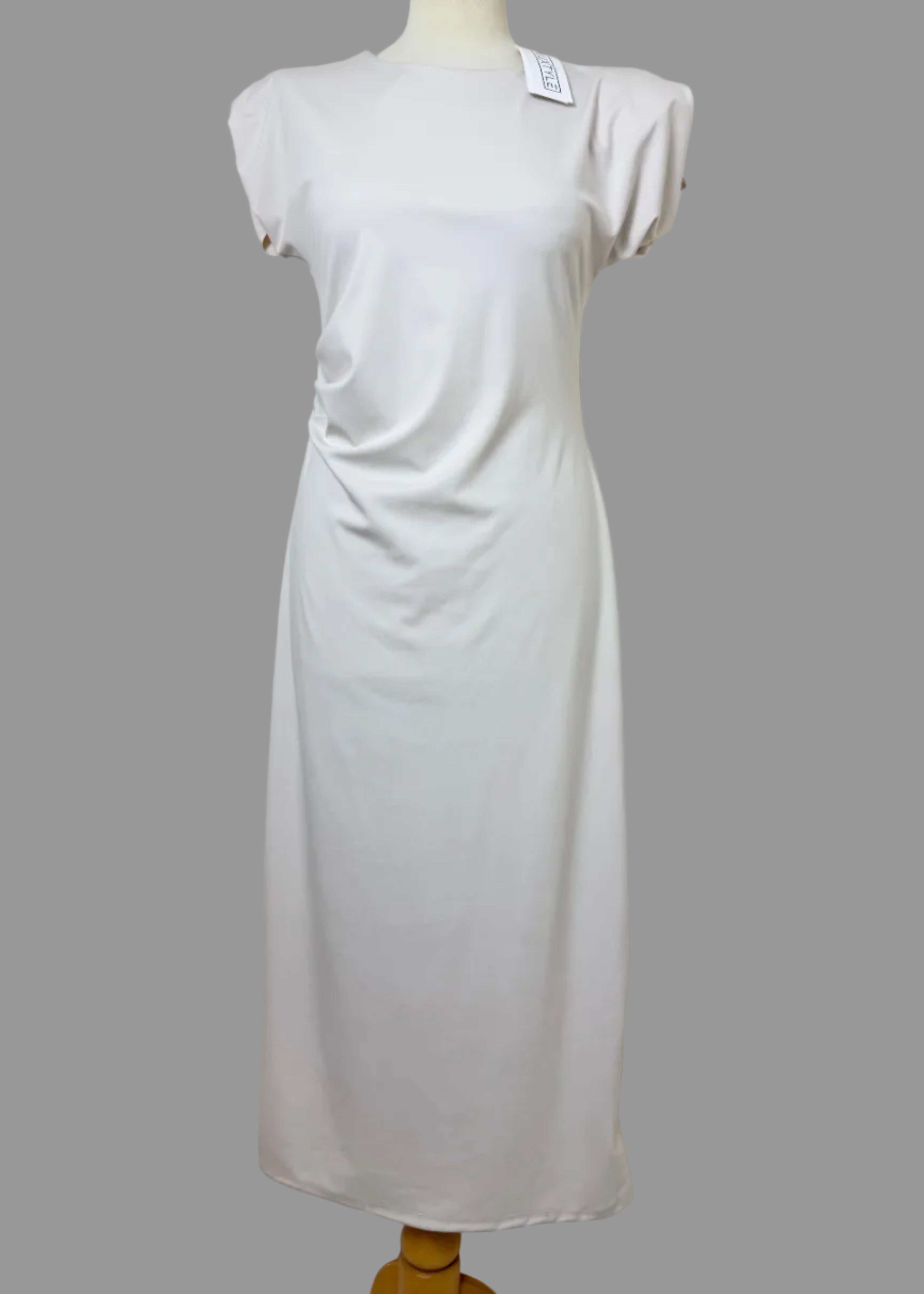 Luxtyle Ivory Draped Ruched Maxi Dress UK 10 Stretch BNWT