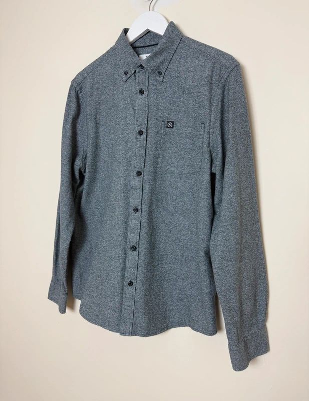 M&S GreyCotton Button Down Smart Casual Shirt - Medium